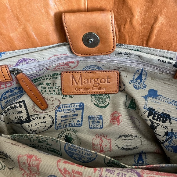 Margot New York Genuine Leather Tote Large Purse Travel Double Zip Storage - Picture 3 of 9